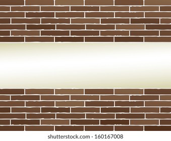 brown brick wall background with light place for text