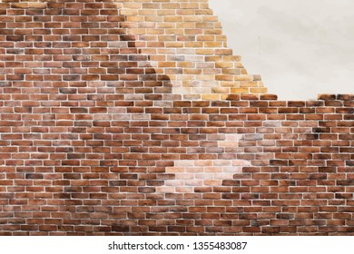 Brown brick wall with a cracked wall background vector