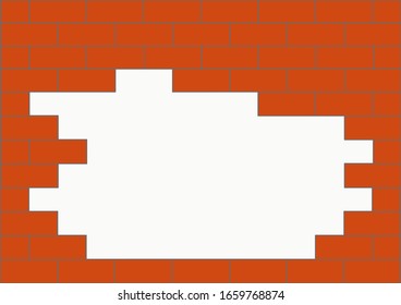 Brown brick wall on a white background. Place for text. Template. Free place. Background image. Construction.