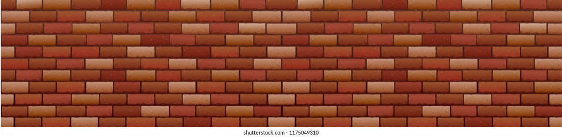 Brown brick wall seamless vector pattern.