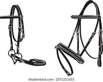 Brown Bridle with Snaffle: Vector Equestrian Illustration, "Leather Horse Halter: Vector Illustration on Equestrian Theme"
"Yellow Halter and Red Bridle: Warm Clothing for Horses"