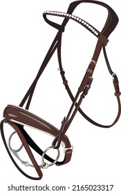 Brown bridle with snaffle. Vector illustration