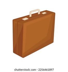 brown briefcase with golden lock case leather vector