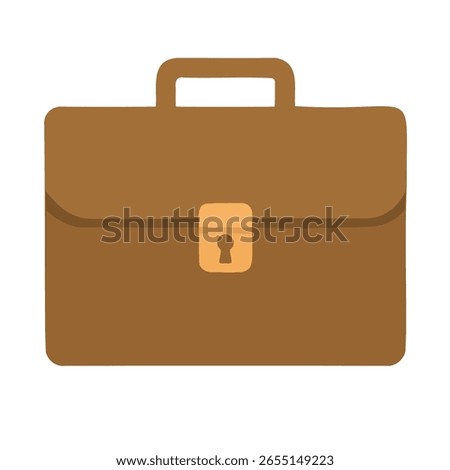 Brown Briefcase Icon Isolated on White Background, Flat Business Bag Vector Illustration for Office, Work, Corporate, and Professional Concepts