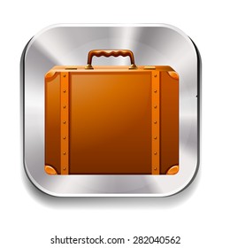 Brown briefcase on silver icon
