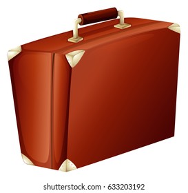 Brown briefcase on white background illustration