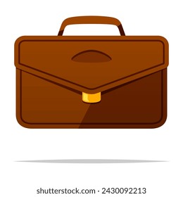 Brown briefcase vector isolated illustration