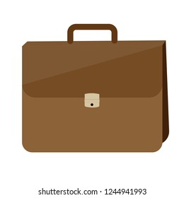 Brown briefcase vector isolated on white background. Business concept.