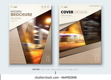 Brown Brochure design or template. Leaflet cover presentation. Catalog with Abstract geometric background. Modern publication poster magazine layout. A4 size