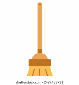 Brown Broom Icon Vector. House mopping tools. Broom flat icon illustration.