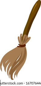 escoba marrón, ilustración, vector sobre fondo blanco.