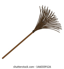 Brown broom on white background