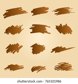 brown brush ink paint vector illustration set
