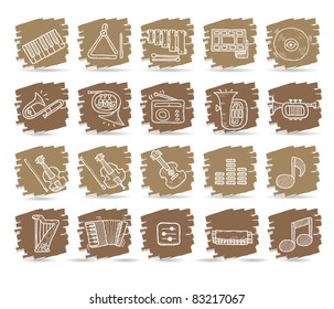 Brown brush series | musical instrument icon set