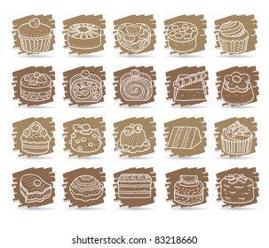 Brown brush series | teatime ,cake,icons