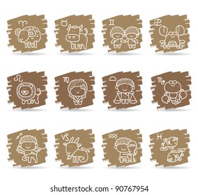 Brown brush series |  Zodiac icon set