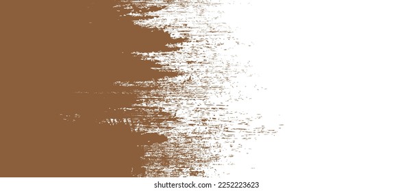 Brown brush stroke background. Brown ink splash on backdrop. Brush background for wallpaper, paint splatter template, dirt banner, watercolor design, dirty texture. Trendy brush background, vector