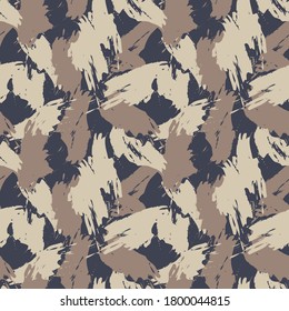 Brown Brush Stroke Camouflage abstract seamless pattern background suitable for fashion textiles, graphics