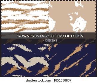Brown Brush stroke fur collection includes 4 design swatches for fashion prints, homeware, graphics, backgrounds