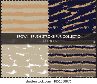 Brown Brush stroke fur collection includes 4 design swatches for fashion prints, homeware, graphics, backgrounds