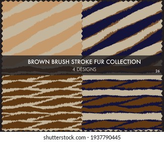 Brown Brush stroke fur collection includes 4 design swatches for fashion prints, homeware, graphics, backgrounds