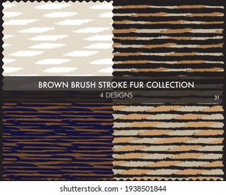 Brown Brush stroke fur collection includes 4 design swatches for fashion prints, homeware, graphics, backgrounds