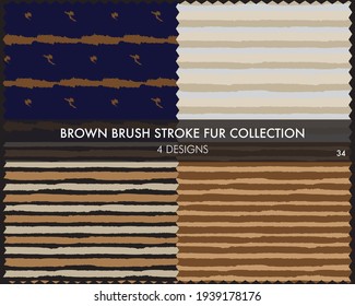 Brown Brush stroke fur collection includes 4 design swatches for fashion prints, homeware, graphics, backgrounds