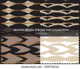 Brown Brush stroke fur collection includes 4 design swatches for fashion prints, homeware, graphics, backgrounds