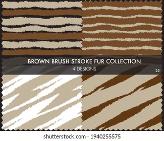 Brown Brush stroke fur collection includes 4 design swatches for fashion prints, homeware, graphics, backgrounds