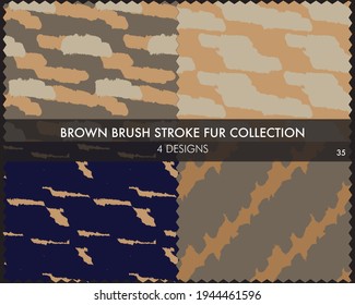 Brown Brush stroke fur collection includes 4 design swatches for fashion prints, homeware, graphics, backgrounds