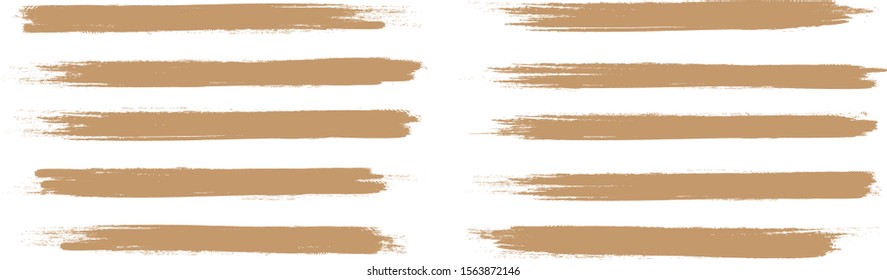 Correa de pincel marrón aislada en fondo blanco. Trazo de pincel a la moda para pintura de color beige, salpicaduras de grano, banner de suciedad, diseño de acuarela y textura sucia. Concepto de arte creativo, ilustración vectorial