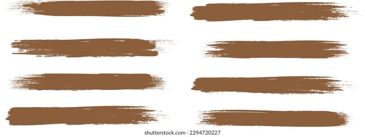 Brown brush stroke set isolated on background. Paint brush stroke vector for ink paint, grunge design element, dirt banner, watercolor design, dirty texture. Trendy brush stroke, vector illustration