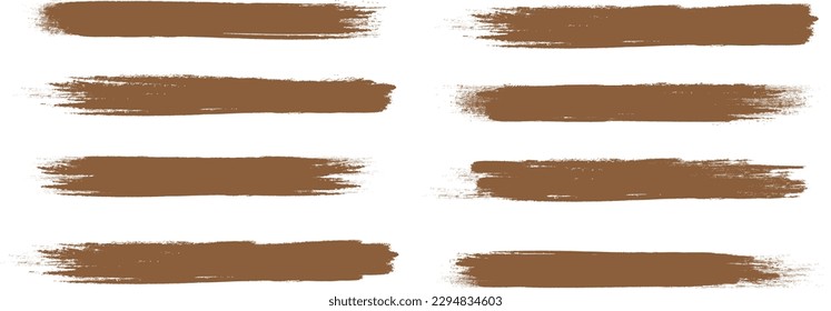 Brown brush stroke set isolated on background. Paint brush stroke vector for ink paint, grunge design element, dirt banner, watercolor design, dirty texture. Trendy brush stroke, vector illustration