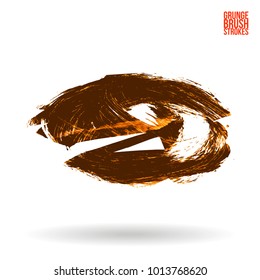 Brown brush stroke and texture. Grunge vector abstract hand - painted element. Underline and border design.