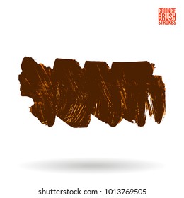 Brown brush stroke and texture. Grunge vector abstract hand - painted element. Underline and border design.