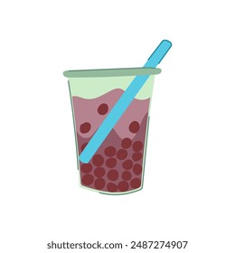 brown bubble tea cartoon. beverage ice, asian cup, black liquid brown bubble tea sign. isolated symbol vector illustration