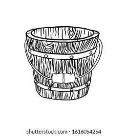 brown bucket cartoon illustration doodle isolated on white