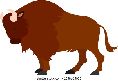 Brown buffalo, illustration, vector on white background.