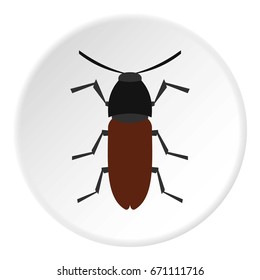 Brown bug icon in flat circle isolated vector illustration for web
