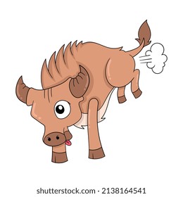 brown bull is angry aggressive will head, vector illustration art. doodle icon image kawaii.