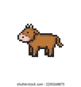 Brown bull, animal pixel art