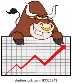 Brown Bull With Business Graph
