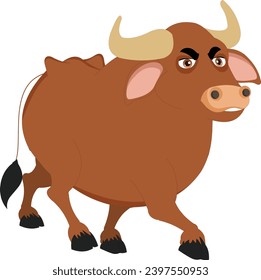 brown Bull Cartoon Animal vector