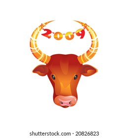 Brown bull, decoration element, vector