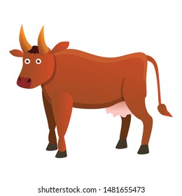 Brown bull icon. Cartoon of brown bull vector icon for web design isolated on white background