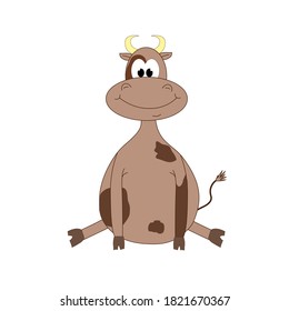 Brown bull on a white background. Vector. Symbol of the year...