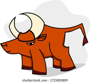 brown bull, simple illustration in a flat style, can be used as an icon or symbol