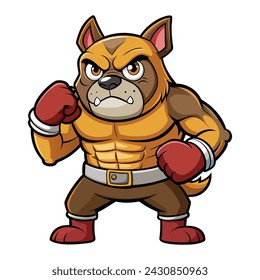 Ilustración de dibujos animados de Brown Bulldog Boxer