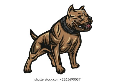 Brown Bulldog muscle vector illustration 