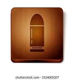 Brown Bullet icon isolated on white background. Wooden square button. Vector Illustration
